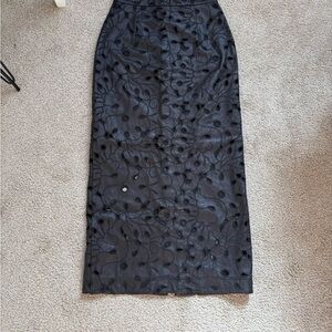 BCBGMaxAzria Black Textured Pencil Skirt